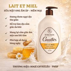 Sữa Tắm Rogé Cavaillès Lait Bain Douche 1L – Dưỡng Ẩm Dịu Nhẹ, 4 Mùi Hương Pháp