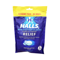 Kẹo Ngậm HALLS Không Đường Vị Bạc Hà - Giảm Ho, Làm Dịu Họng - Thương Hiệu Mondelēz Canada