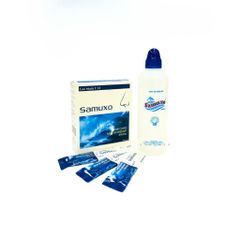 Muối Pha Vệ Sinh Samuxo Tặng Kèm Bình Xịt Hỗ Trợ Rửa Mũi, Vệ Sinh Mũi Xoang – Hộp 20 gói