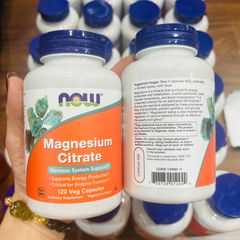 Magie thuần chay Now Magnesium Citrate USA 120 viên