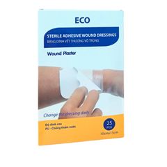 Băng dính vết thương vô trùng ECO chống thấm nước, độ dính cao - Hộp 25 miếng