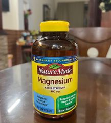 Viên Uống Magie Nature Made Extra Strength 180 Viên - Bổ Sung Magnesium cho Sức Khỏe Xương và Chức Năng Thần Kinh Mỹ 628237