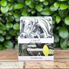 Xà bông dừa than hoạt tính hương bạc hà kết hợp hương thảo Escoco - Handmade Nature soap Activated charcoal bar soap