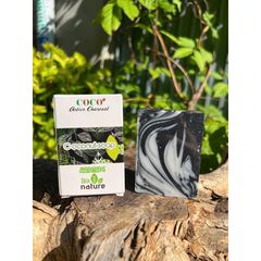 Xà bông dừa than hoạt tính hương bạc hà kết hợp hương thảo Escoco - Handmade Nature soap Activated charcoal bar soap