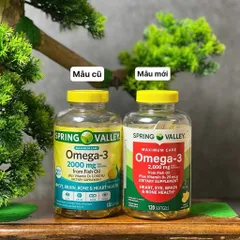 Mẫu mới 120 viên dầu cá hương chanh spring valley omega 3 fish oil 2000mg plus vitamin D3