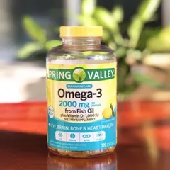 Mẫu mới 120 viên dầu cá hương chanh spring valley omega 3 fish oil 2000mg plus vitamin D3
