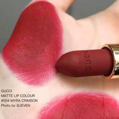 Son Gucci 504 Rouge À Lèvres Mat Myra Crimson - Lì Sang Bền Màu, Son Môi Sang Trọng, Quà Tặng Thời Trang Hấp Dẫn