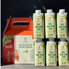 [Hộp Quà Tết Dừa Khai Lộc] Combo 6 Hộp Mật hoa dừa tươi Organic Sokfarm 330ml - Hộp quà tết