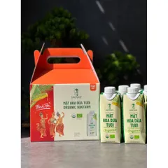 [Hộp Quà Tết Dừa Khai Lộc] Combo 6 Hộp Mật hoa dừa tươi Organic Sokfarm 330ml - Hộp quà tết