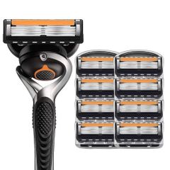 Combo 8 đầu cạo râu 5 lưỡi và 1 Thân của Đức , khi cạo không gây đau rát da , lưỡi cực kì sắc bén và ôm sát chân khi cạo