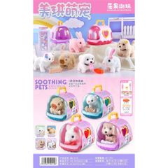 Thú Cưng Nhồi Bông Đi Bộ Có Lồng Mini – Chó Mèo Thỏ Biết Đi, Lắc Đầu, Phát Âm Thanh 966 965 giao mẫu ngẫu nhiên