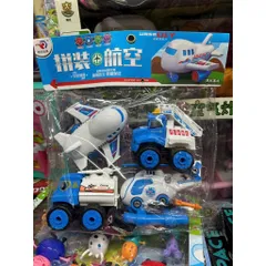 ✈️ Bộ Đồ Chơi Lắp Ráp Máy Bay & Xe Sân Bay DIY 4 Món – Có Tua Vít – Đồ Chơi Tháo Lắp Cho Bé RL-09