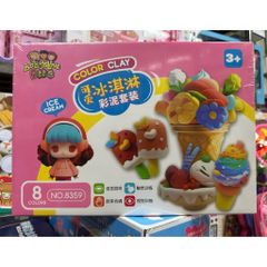 Bộ Đất Nặn Làm Kem 8 Màu Cho Bé 3+ – Set Color Clay Tạo Hình Kem, Trái Cây, Khuôn Nặn – Đồ Chơi Thủ Công Mỹ Thuật 8359