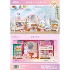 Bộ Đồ Chơi Nhà Búp Bê Thỏ Mini Có Nội Thất – Phòng Ngủ 2 Tầng / Phòng Khách Bàn Tiệc – Quà Tặng Bé Gái 5523 568-4