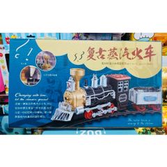 🚂 Tàu Hỏa Hơi Nước Cổ Điển Có Phun Khói – Vintage Steam Train Chạy Pin Kèm Đường Ray 989-436
