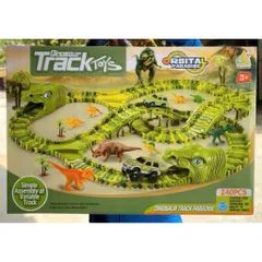 Bộ Đường Ray Khủng Long 240PCS Có Cầu Vượt & 2 Xe Ô Tô – Dinosaur Track Paradise Lắp Ráp Sáng Tạo Cho Bé 256A