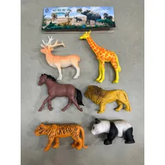 🦁 🐯 🦌 🦒🐼 🐴 Bộ 6 Con Vật Hoang Dã Mô Hình Nhựa Cao Cấp Cho Bé 002