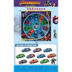 Set 10 Xe Mini Siêu Anh Hùng – Xe Trớn Avengers Cho Bé – Mini Car Kéo Thả 9896-33