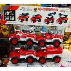 🚒 Bộ 4 xe cứu hộ công trình 24H – Xe cứu hỏa, xe cẩu, xe thang kéo lùi – Xe ô tô đồ chơi cho bé (277)