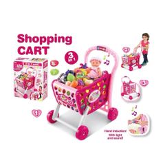 Xe đẩy siêu thị có đèn và nhạc 008-902 cho bé yêu thích đồ chơi nhập vai, bé chơi đồ hàng xe đẩy siêu thị shopping cart