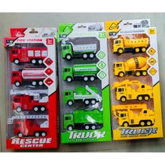 Xe ô tô tải công trình xây dựng chạy bằng đà 838-1D, 3 phân loại cho bộ gồm 4 xe ô tô chạy đà, xe cứu hỏa, xe chở rác