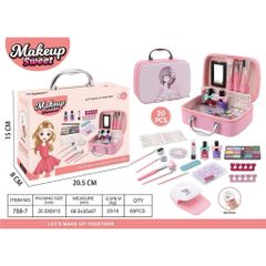 Đồ Chơi Vali Trang Điểm 20 Chi Tiết Có 2 Phân Loại 768-6 768-7 MakeUp Sweet, Đồ Chơi Nhập Vai Trang Điểm 💄