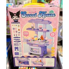 Đồ chơi nấu ăn, bé chơi đồ hàng mô phỏng quầy bán kem gồm 26 chi tiết họa tiết Kuromi Mini Dessert Happy Sweet House