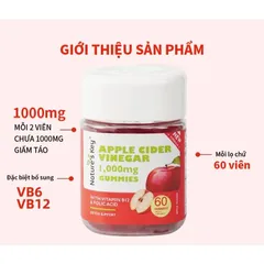 NATURE'S KEY Viên Kẹo Dẻo Giấm Táo Mỗi 2 viên chứa 1000mg giấm táo
