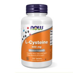 Viên uống Now L-Cysteine 500mg, hỗ trợ sức khỏe da tóc móng với Vitamin B6 và C - chăm sóc sức khỏe hàng ngày 630786