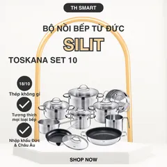 Bộ Nồi Chảo Chống Dính SILIT Toskana 10 Món - Thép Không Gỉ Cao Cấp, Đa Năng Cho Bếp Từ Đức, Thiết Kế Sang Trọng