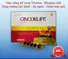 GINCORLIFE ÍCH NHÂN (hộp 60 viên) - Bổ sung vitamin và dưỡng chất từ Hồng sâm, Linh chi giúp ăn ngon, tăng sức đề kháng