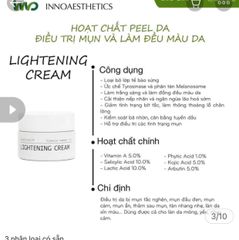 INNOAESTHETICS LIGHTENING A CREAM sản phẩm peel da mụn ẩn, Giải pháp hoàn hảo cho làn da mịn màng và đều màu