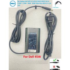 Sạc Dell XPS 12 L221X 9Q23 9Q33 19.5V - 2.31A - 3.34A - 45W - 65W Chân kim nhỏ 4.5 x 3.0 mm