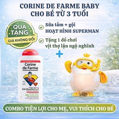 Gel Tắm Gội 2 Trong 1 Corine de Farme Kids Superman Dịu Nhẹ - 300ml, Sửa Tắm Siêu Anh Hùng Dành Cho Bé Trai, Hương Thơm Tươi Mát