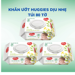 Khăn Ướt Huggies Dịu Nhẹ Túi 80 Tờ – Làm Sạch An Toàn Cho Bé