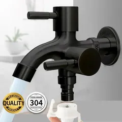 Đầu vòi nước phòng tắm 2 đầu ra Vòi nước inox 2 cổng xả độc lập cho máy giặt nhà vệ sinh