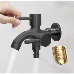 Đầu vòi nước phòng tắm 2 đầu ra Vòi nước inox 2 cổng xả độc lập cho máy giặt nhà vệ sinh