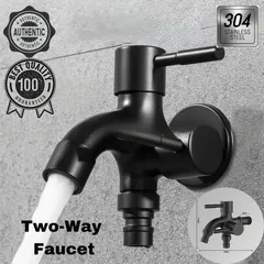 Đầu vòi nước phòng tắm 2 đầu ra Vòi nước inox 2 cổng xả độc lập cho máy giặt nhà vệ sinh