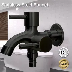 Đầu vòi nước phòng tắm 2 đầu ra Vòi nước inox 2 cổng xả độc lập cho máy giặt nhà vệ sinh