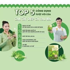 Bột Cần Tây Rau Má Diếp Cá- 100%Từ Rau Tươi, Bổ Sung Chất Xơ, Hỗ Trợ Detox-Giảm Cân, Đẹp Da Thanh Lọc Cơ Thế (Hộp 20 túi dạng bột hòa tan)