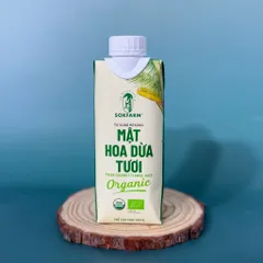 Mật hoa dừa tươi organic Sokfarm 330ml - Fresh Coconut Flower Juice - hàng Việt.