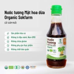 Nước tương ăn dặm, nước tương mật hoa dừa organic Sokfarm 200ml - Coconut Flower Aminos - hàng Việt.