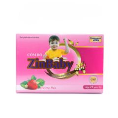Cốm bổ ZinBaby hương dâu giúp ăn ngon, tiêu hóa tốt, tăng sức đề kháng - Hộp 25 gói