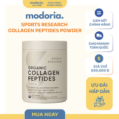 [modoria.] Bột Collagen Sports Research Organic Collagen Peptides Unflavored 227g Mỹ