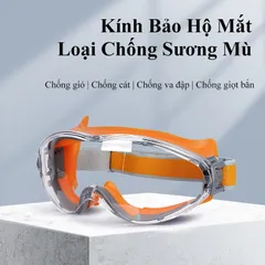 Kính bảo hộ đa năng Mắt kính nhựa PC viền kính màu cam, xanh dương chống hóa chất ngăn cát bụi người bị cận dùng được