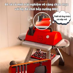 Bộ đồ chơi bếp nướng BBQ cho bé có hiệu ứng khói, đèn led và phụ kiện nấu ăn