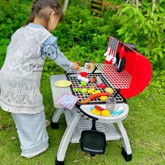 Bộ đồ chơi bếp nướng BBQ cho bé có hiệu ứng khói, đèn led và phụ kiện nấu ăn