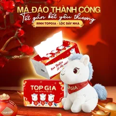 Combo 20 Gói Giấy Ăn cao cấp TopGia Tết, Tặng Ngựa Bông Miễn Phí, 4 Lớp Cao Cấp!