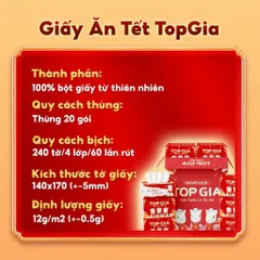 Combo 20 Gói Giấy Ăn cao cấp TopGia Tết, Tặng Ngựa Bông Miễn Phí, 4 Lớp Cao Cấp!