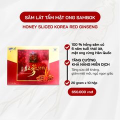 Hồng Sâm Lát Tẩm Mật Ong Sambok Hàn Quốc - Giúp Ngủ Ngon, Tăng Cường Sức Đề Kháng, 20 Gói x 10g
